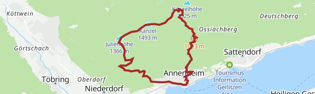 Route map: Bergsteig 1000 – Hüttersteig